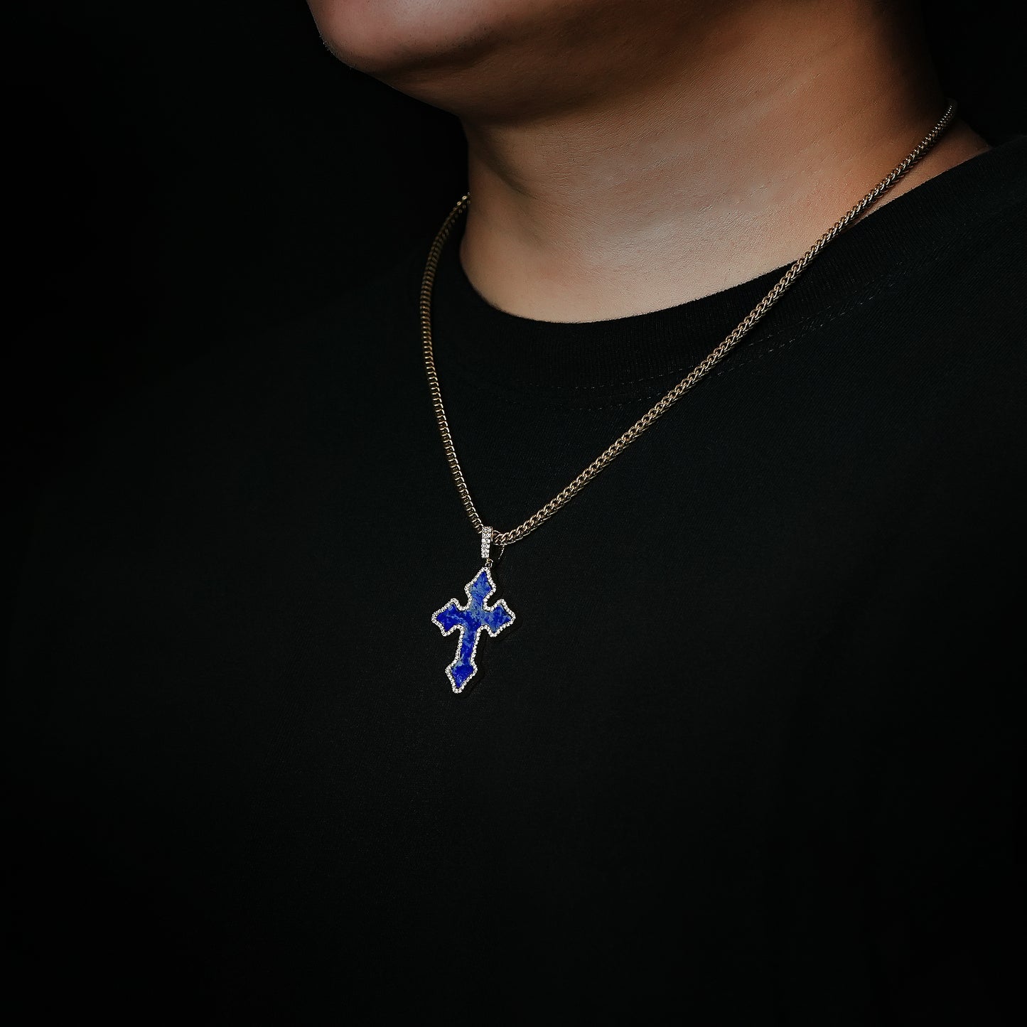 Lapis Lazuli Gothic Cross Pendant
