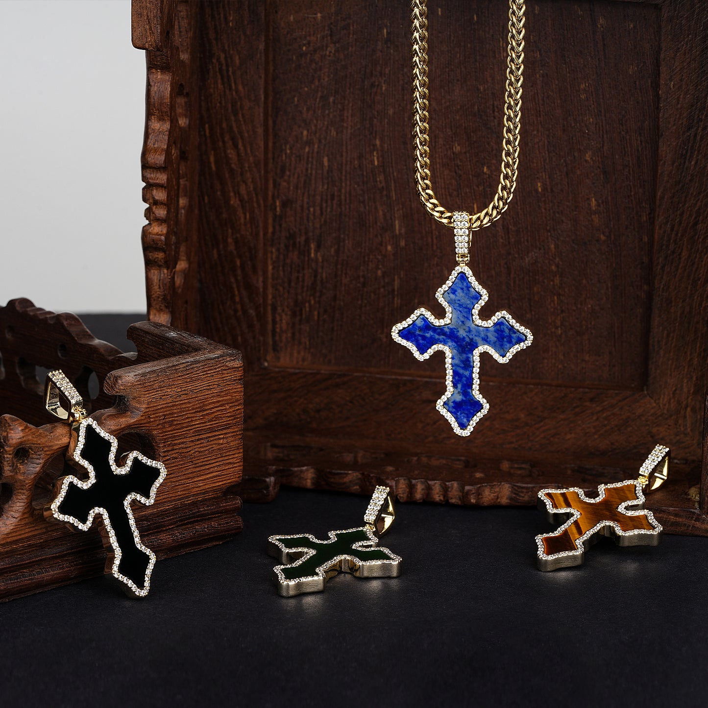 Lapis Lazuli Gothic Cross Pendant