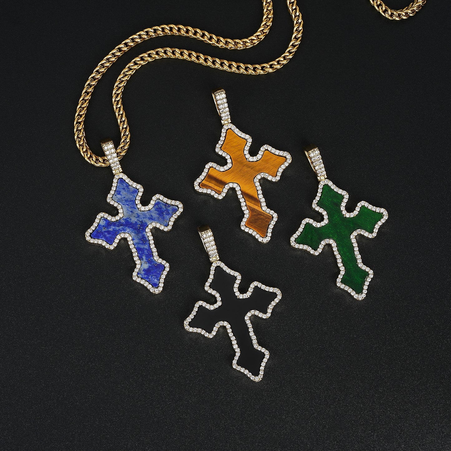 Agate Gothic Cross Pendant