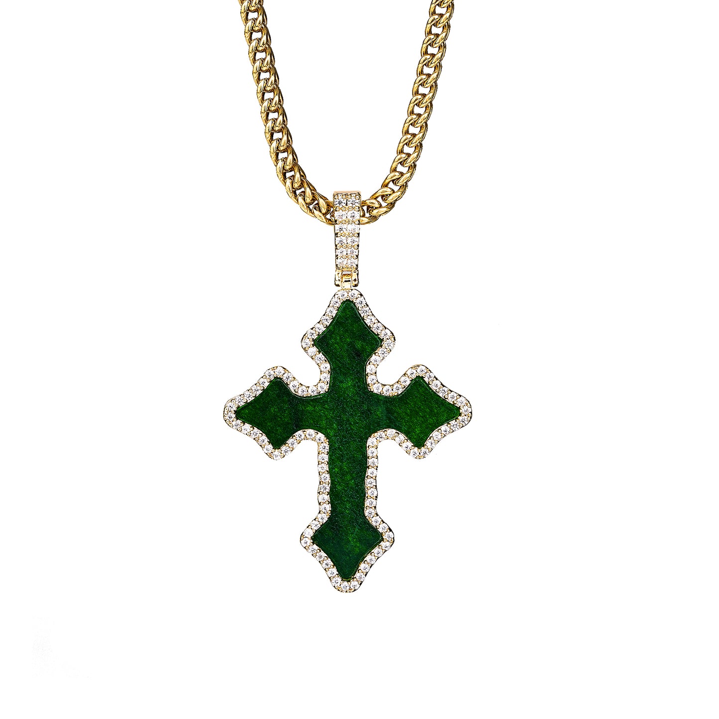 Green Jade Gothic Cross