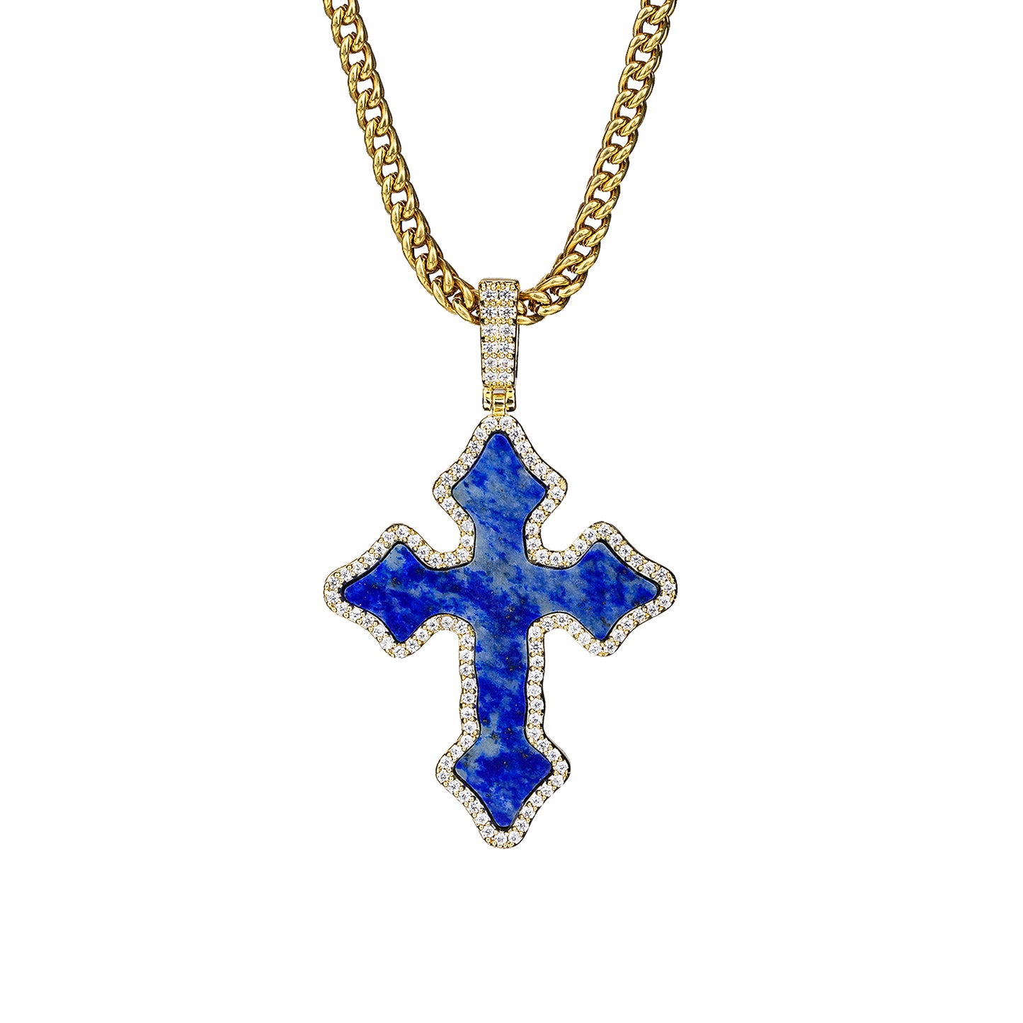 Lapis Lazuli Gothic Cross Pendant