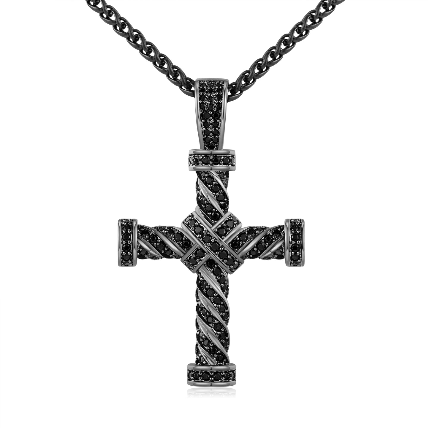 Iced Out Twisted Rope Cross Pendant