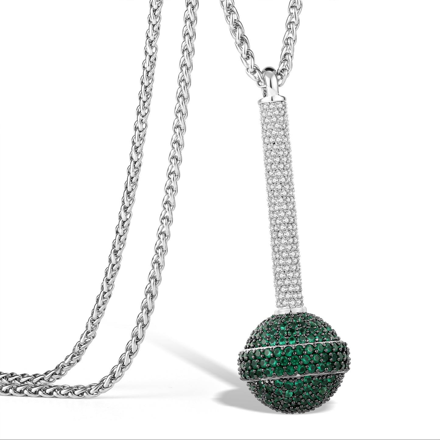 Iced Out 3D Lollipop Pendant Necklace - Cubic Zirconia Candy Charm