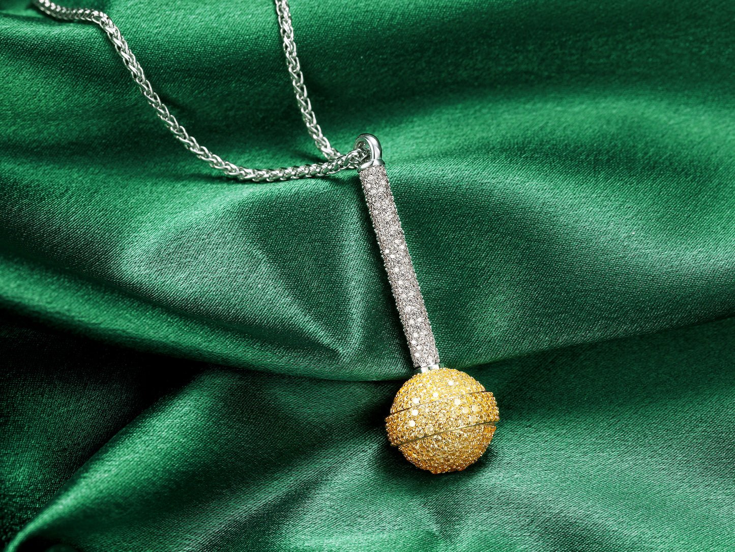 Iced Out 3D Lollipop Pendant Necklace - Cubic Zirconia Candy Charm