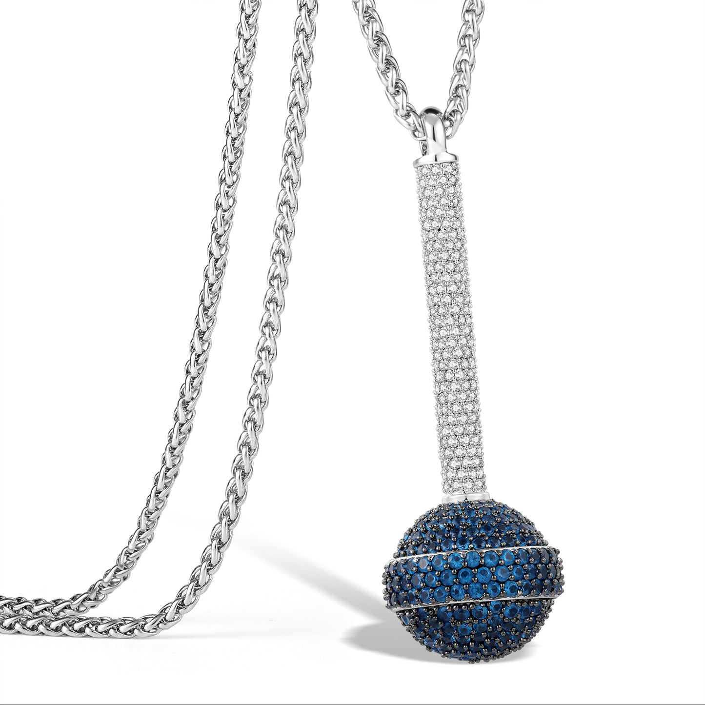 Iced Out 3D Lollipop Pendant Necklace - Cubic Zirconia Candy Charm
