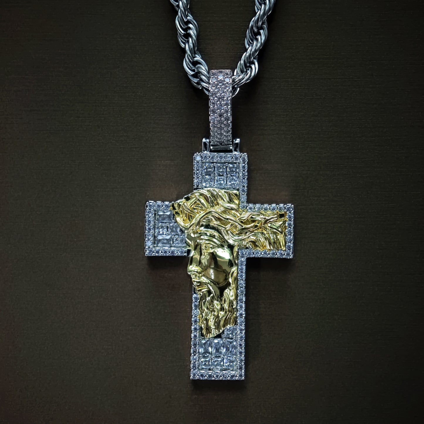 Baguette Crucifix Cross Pendant