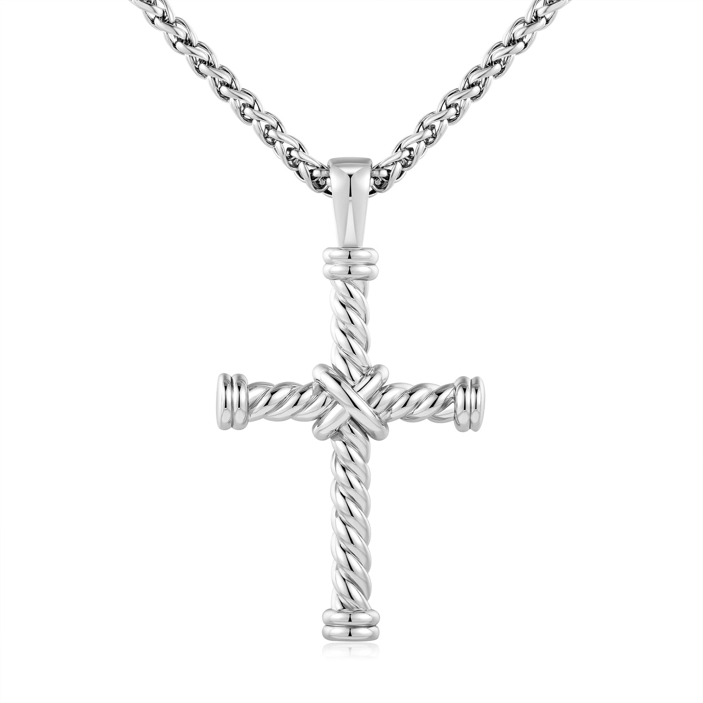 Gold Twisted Rope Cross Pendant