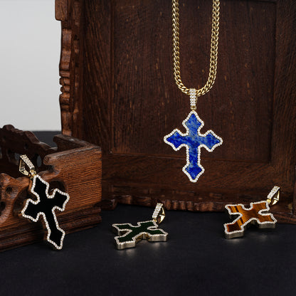 Lapis Lazuli Gothic Cross Pendant
