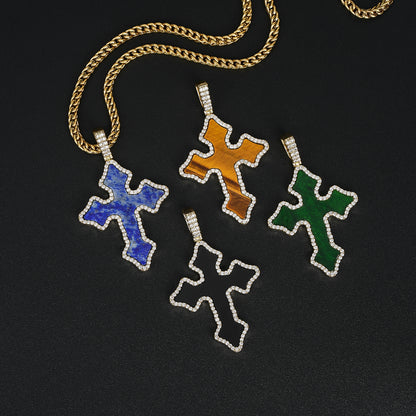 Agate Gothic Cross Pendant