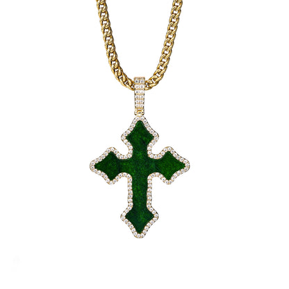 Green Jade Gothic Cross