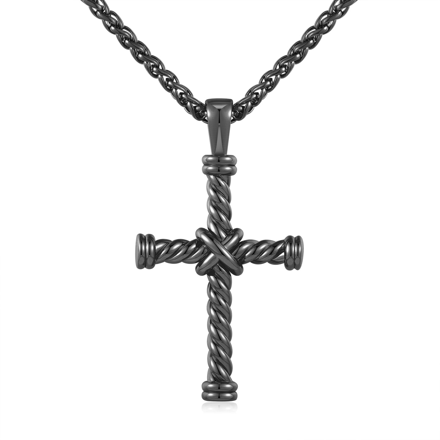 Gold Twisted Rope Cross Pendant