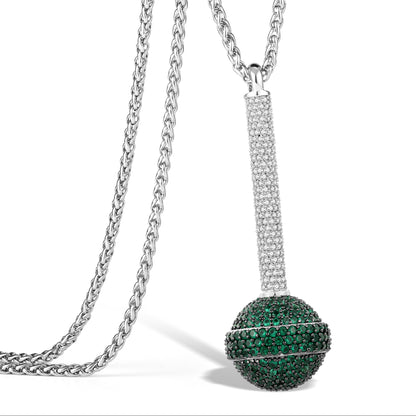 Iced Out 3D Lollipop Pendant Necklace - Cubic Zirconia Candy Charm