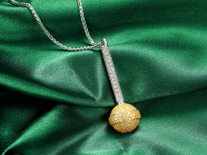 Iced Out 3D Lollipop Pendant Necklace - Cubic Zirconia Candy Charm