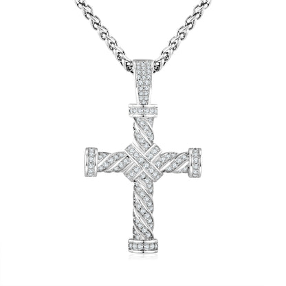 Iced Out Twisted Rope Cross Pendant