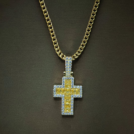 Micro Baguette Diamond Cross Pendant