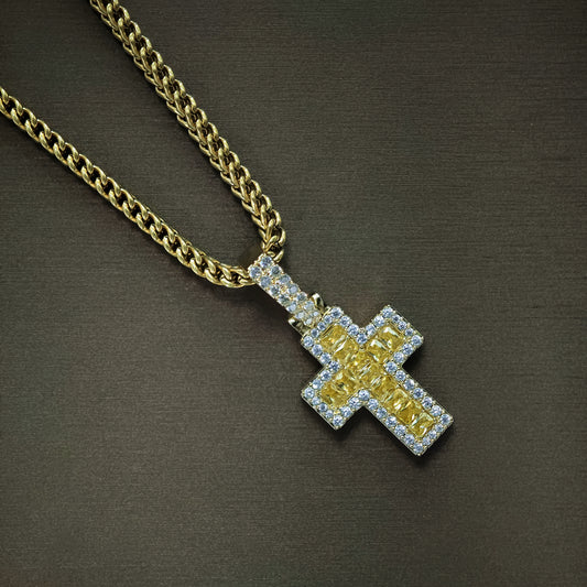 Micro Baguette Diamond Cross Pendant
