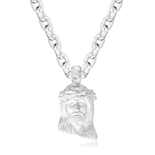 Large Transparent Acrylic Jesus Piece Portrait Pendant Necklace