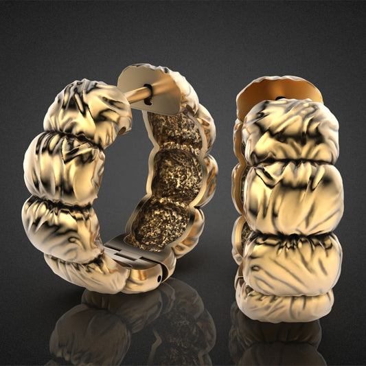 Gold Down Jecket Huggie Hoop Earrings