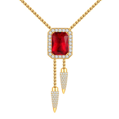 Ruby Cowboy Bolo Tie Necklace