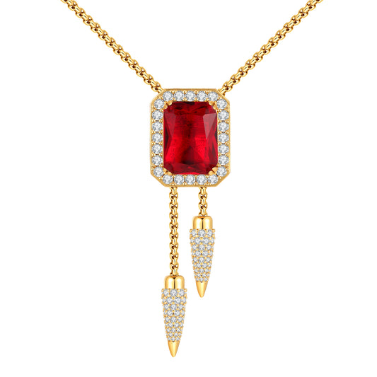 Ruby Cowboy Bolo Tie Necklace