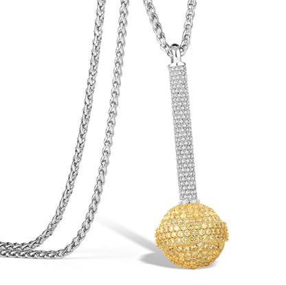 Iced Out 3D Lollipop Pendant Necklace - Cubic Zirconia Candy Charm
